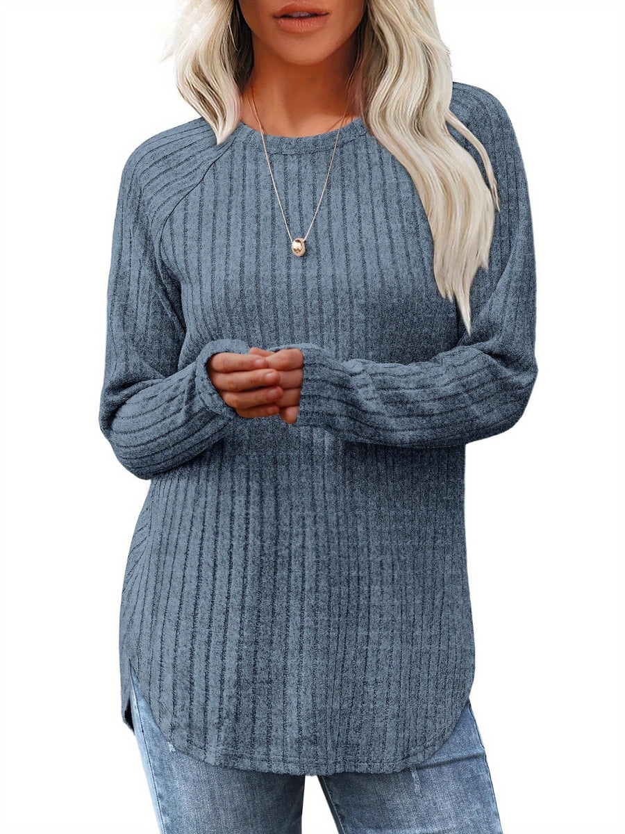4pcs Set Women's Fashion Top, Autumn/winter Basic Style, Loose and Elegant Round Neck Long-sleeve Pullover - Mixed Color 2