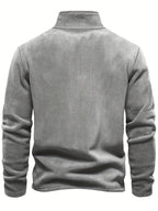 Autumn-Winter Plush Top Half-Zip Sweatshirt Trendy Warm Clothing - Grey