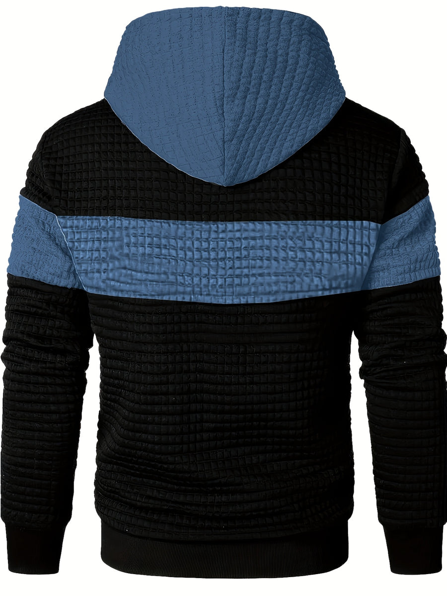 Color-Block Fashion Hoodie Sweatshirt Casual Versatile Men'S Pullover - Haze Blue