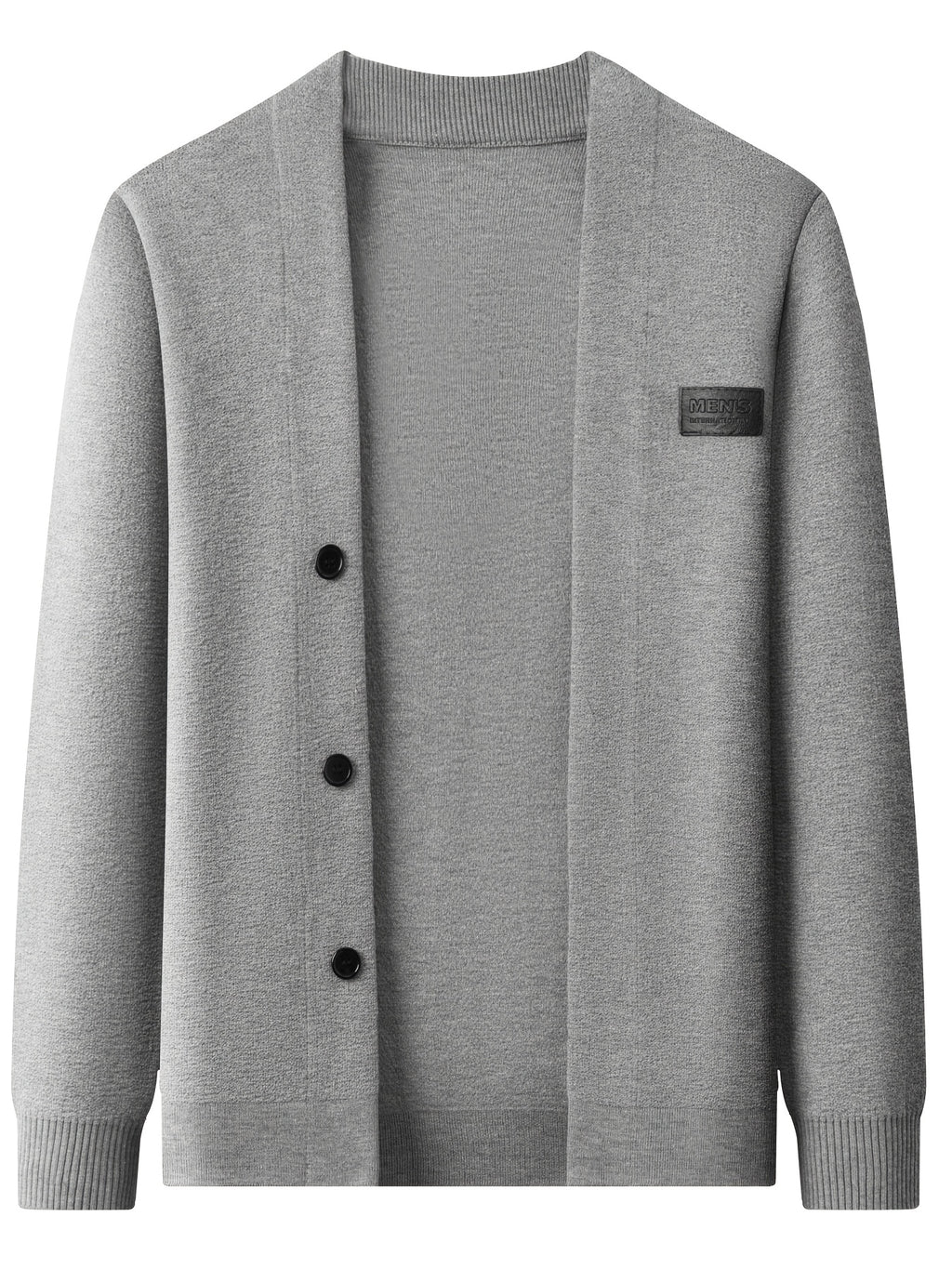 Men's Minimalist Commuter-Style Knit Cardigan, Crafted from Fine, Soft, and Supple Knitted Fabric That Is Skin-friendly, Breathable, Wrinkle-resistant, and Pilling-resistant. The V-neck and Relaxed Fit Are Flattering on All Body Types - Light Grey