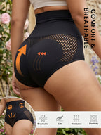 High-Waist Plus Size Tummy Control Butt Lifter Underwear, Heart-Shaped Mesh Hollow Out Breathable Design - Seamless Lift for Fitness, Work, Yoga, Sleep & Casual Attire, All-Season Comfort, Workout Underwear, Comfortable Daily Wear, Seamless Construction - Black