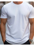 Men'S Versatile Fashion T-Shirt, Unisex Comfortable Short Sleeve Tee, Mesh Breathable Short Sleeve - White