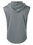 Men's Summer Fitness & Sports Casual Versatile Hooded Tank Top, Men's Casual Comfortable Breathable Hooded Tank Top T-Shirt - Grey