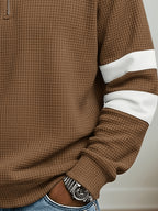 Men'S Henley Zip-Up Shirt - Khaki