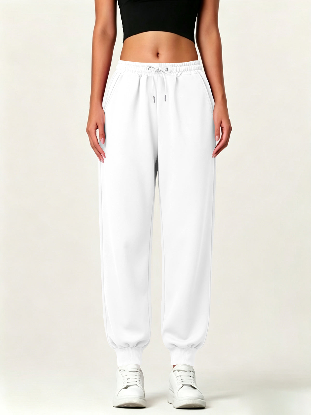 Autumn-Winter Women'S Casual Pants with Pockets - White