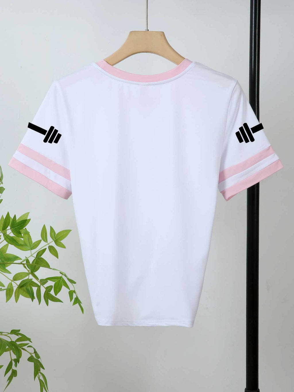 20pcs Women's Colorblock T-Shirt Single Piece, Hand-Drawn Line Art Couple Holding Hands with Heart Print, Colorblock Summer  Sleeve Crew Neck Short Sleeve T-Shirt - Breathable Crew Neck Casual Sport Top, Loose Fit Spring Festival Trendy Apparel - Pink+White