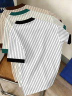 3pcs Men'S Casual Round Neck T-Shirts, Striped Pattern Design, Drapey Fashion Tops, All-Season Comfortable Wear, Breathable Regular Fit for Casual And Formal Outfits - Round Neck Casual Shirts, Comfortable Fit, Gift for Teens And Adults - Mixed colors