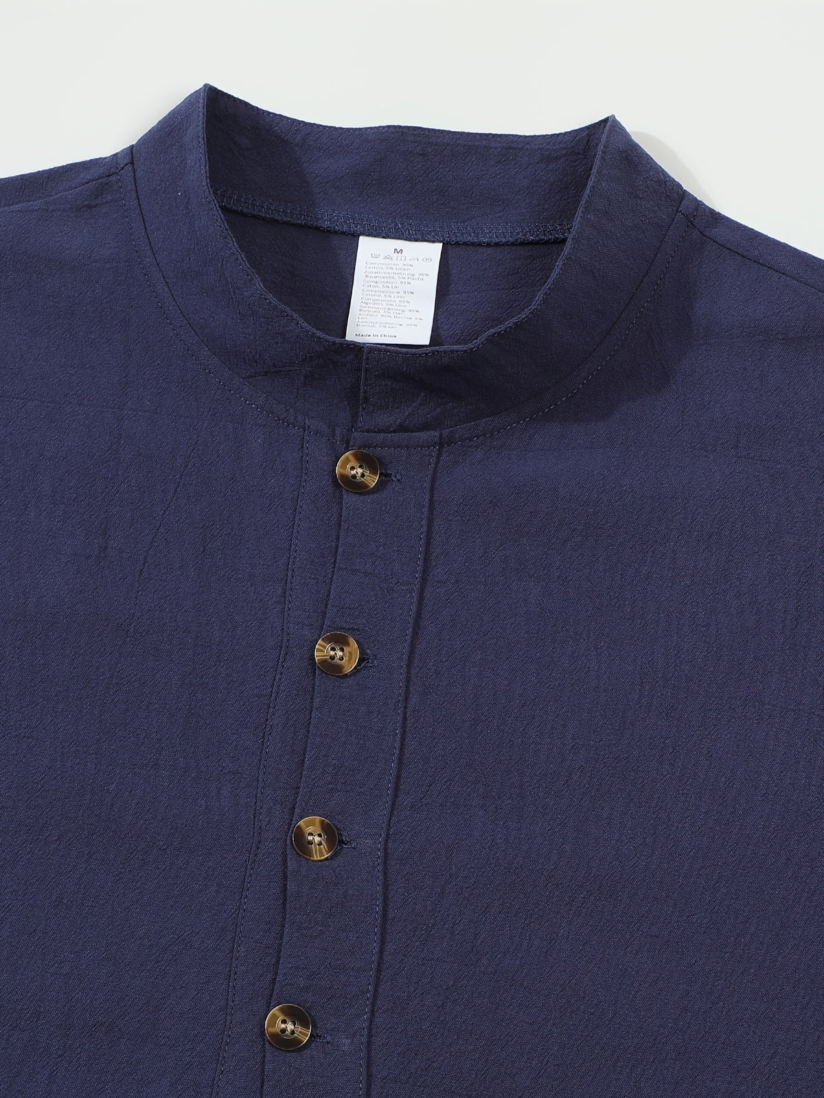 2pcs Men's Solid Color Pullover Henley Shirt, Long Sleeve, Regular Fit for Spring/Autumn, Casual Outings and Parties - Navy Blue + Black