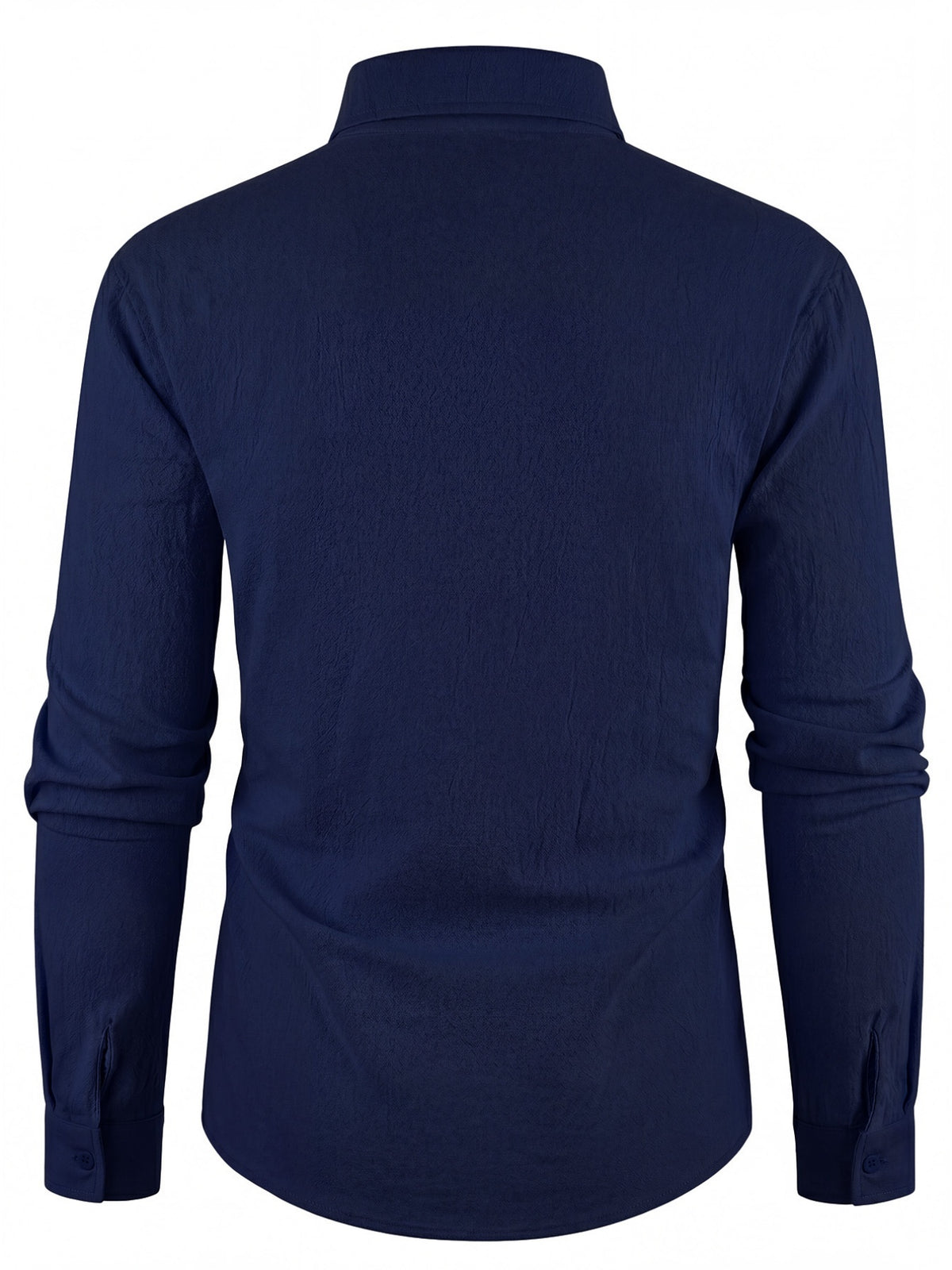 Men's -Fit Linen Shirt - Lapel Collar Button- Button-Front Suitable for Casual & -Casual Wear, Machine Washable Minimalist Black Shirt for Office, Semi-Formal Events, Everyday Versatile Wardrobe Essential - Navy Color
