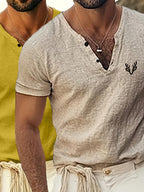 Men'S Solid Light Thin Style Top, Refreshing for Summer, Essential Short Sleeve Top - Antlers