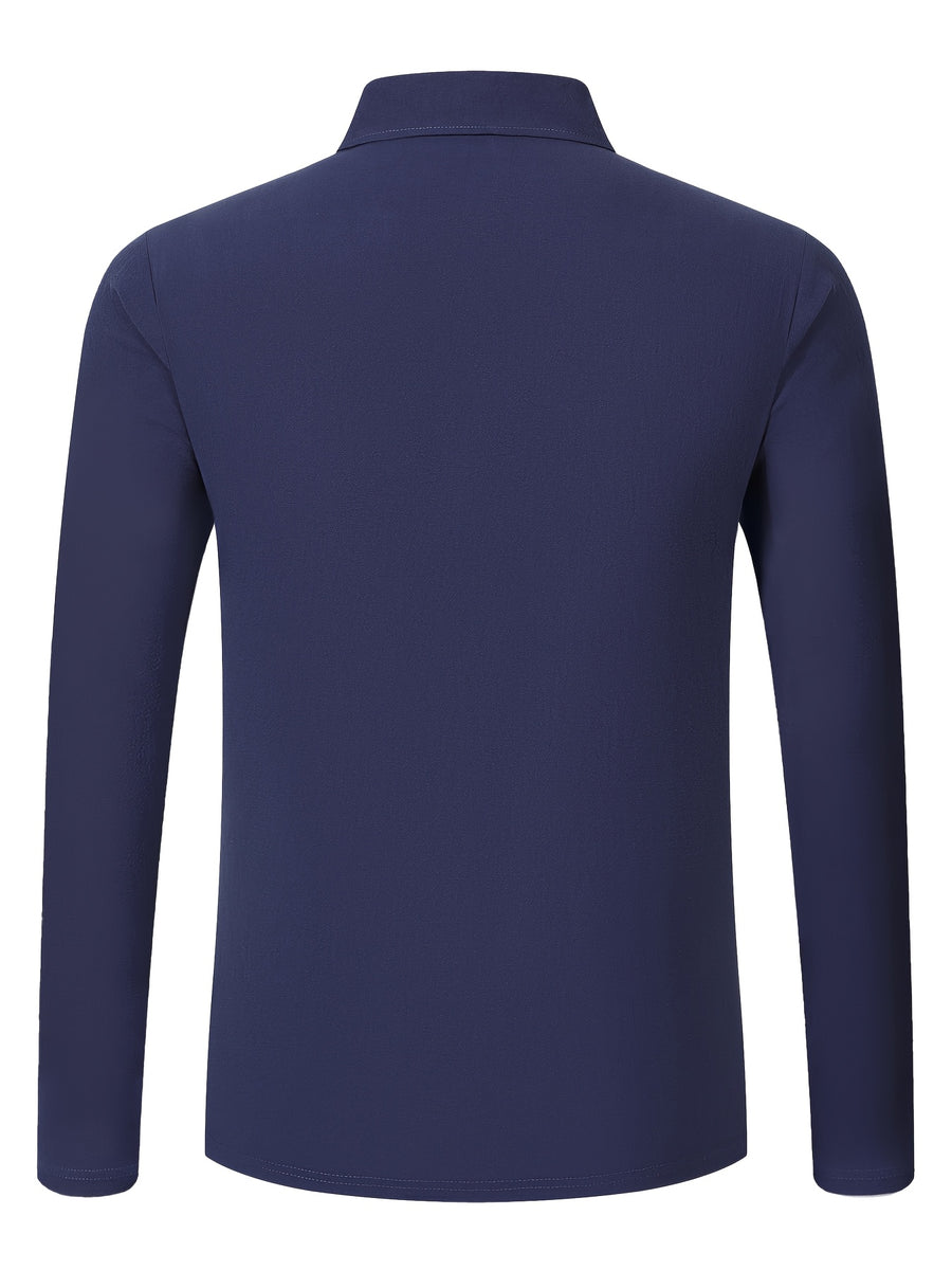 2pcs Set Men'S Autumn New Style Long Sleeve Shirt Suitable for Daily Wear - Navy Blue + Black