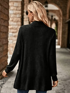 Women'S Casual Jacket, All-Season Elegant Long Sleeve Blazer - Black