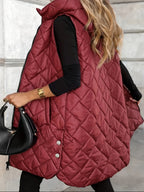 Women's Casual Vest Jacket - Burgundy