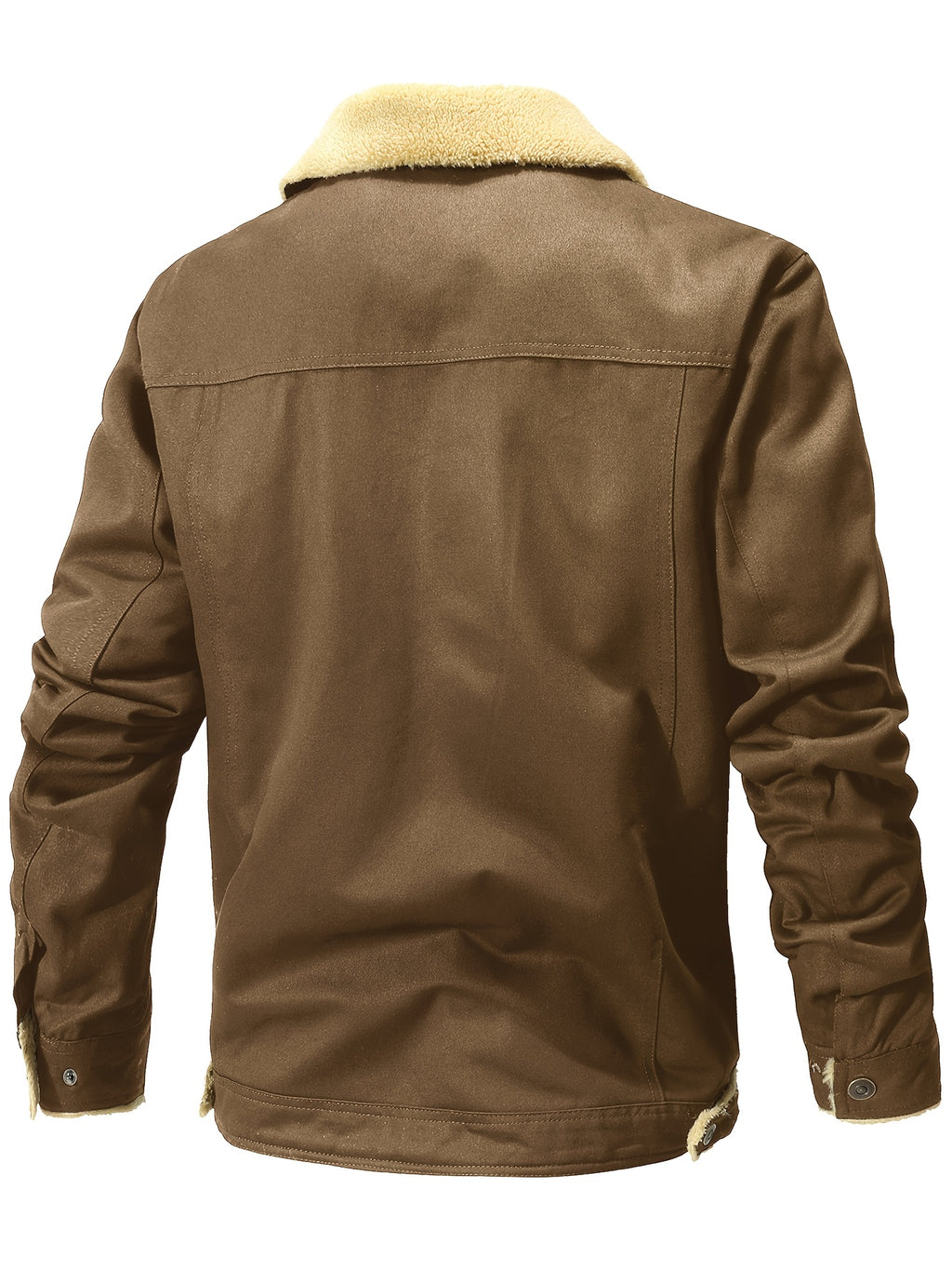 Men'S Solid Color Commuter Outdoor Fleece Jacket - Yellowish-brown