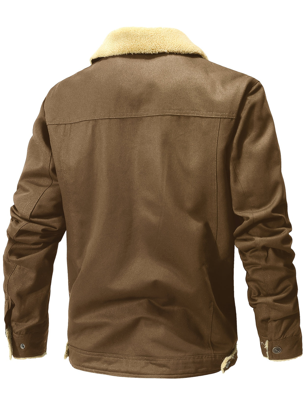 Men'S Solid Color Commuter Outdoor Fleece Jacket - Yellowish-brown