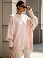 New Autumn/Winter Loose-Fit Crewneck Sweater for Women, Soft, Skin-Friendly, and Flowy for a Effect, Simple and Versatile for Daily Commuting - Pink Color