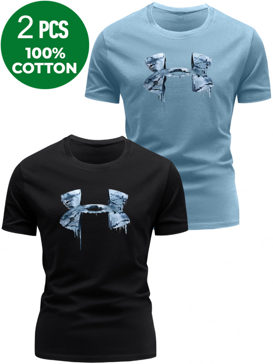 Men'S Casual Sports Two-Piece Set T-Shirt, Breathable And Sweat-Absorbing Short Sleeves, Available in Multiple Colors for a Cool Summer Outfit, Sweat-Resistant - Combination Color 2