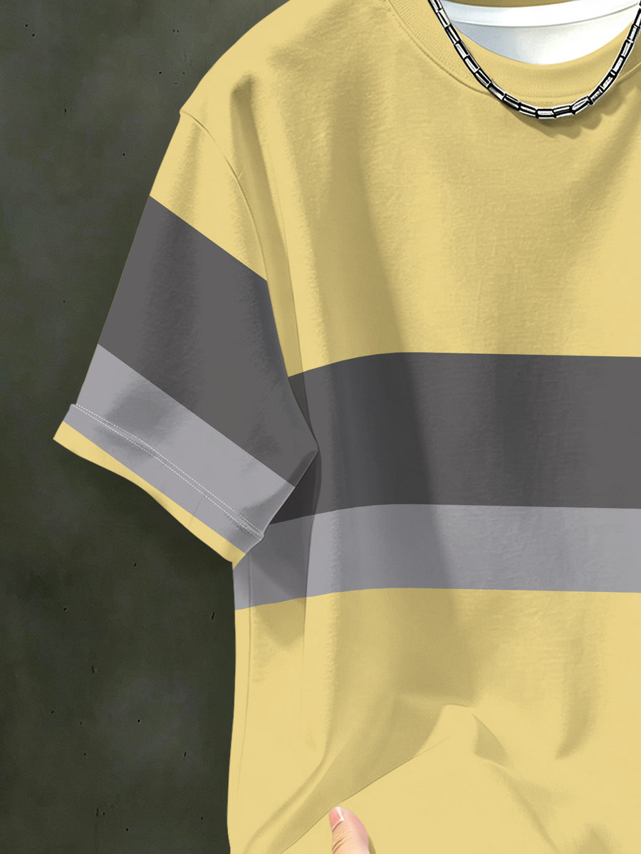 [Printed Design – Not Textured] New Men's Short-Sleeve T-Shirt, Heavyweight Vintage Style Top, Loose Fit, Casual, Breathable, Versatile, Crew Neck, Half-Sleeve, Comfortable, Skin-Friendly, Breathable, Wear-Resistant, for Commuting, Daily Outings - Mixed Color 3