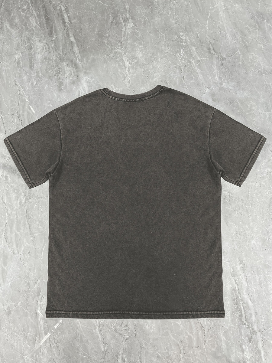 Loose-Fitting Round-Neck Fashion Women'S Clothing with Letter Print And Washed Short Sleeves - Grey
