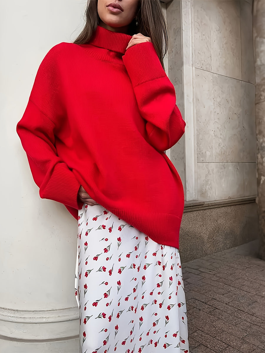 Elegant High-Waist A-Line Fishtail Cherry Print Skirt - Multicolor