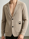 1 Men's Knitted Suit Lapel Jacket, Suitable for Light Business Wear and Daily Work, Ideal as a Gift - Off-white