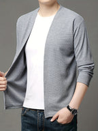 Men's Spring Casual Fashion Cardigan Jacket, for Home and Leisure, Skin-friendly and Comfortable, Versatile and Stylish - Grey