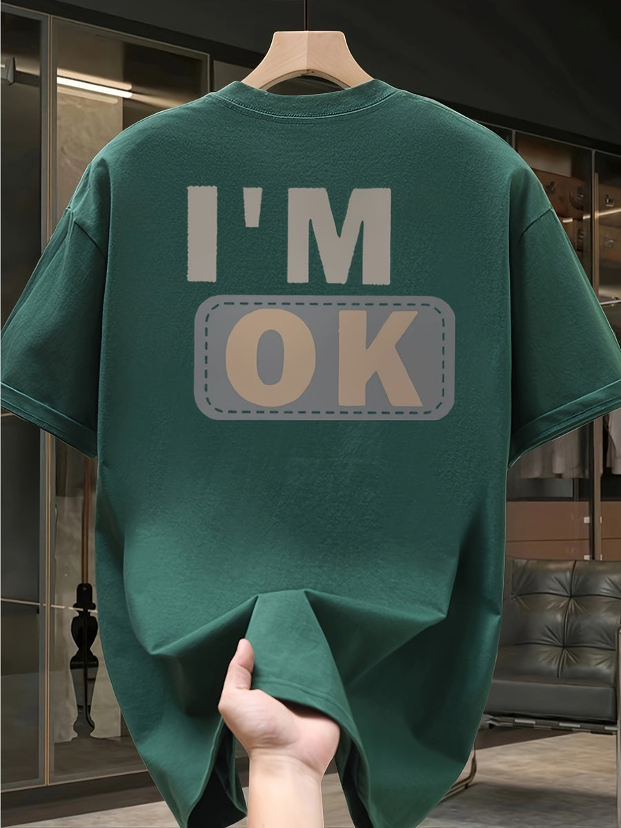 100% Cotton Printed Men's Pure Cotton Vintage T-shirt, Simple, Stylish, and Comfortable Printed Casual T-shirt 0714-S - Dark Green