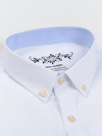 Men'S 60% Long Sleeve Solid Casual Sturdy Oxford Shirt - White