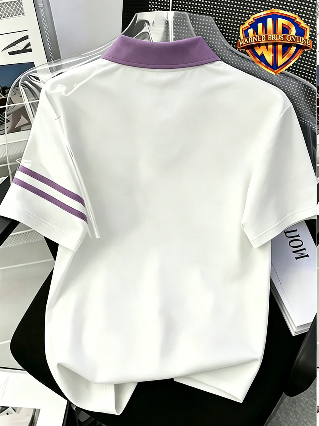 1pc, American Retro Easy Style Versatile Polo Shirt, Preppy Casual Couple Short Sleeve Top, Summer Daily Outing, Campus Wear, Student Couple Choice - Unisex - Violet