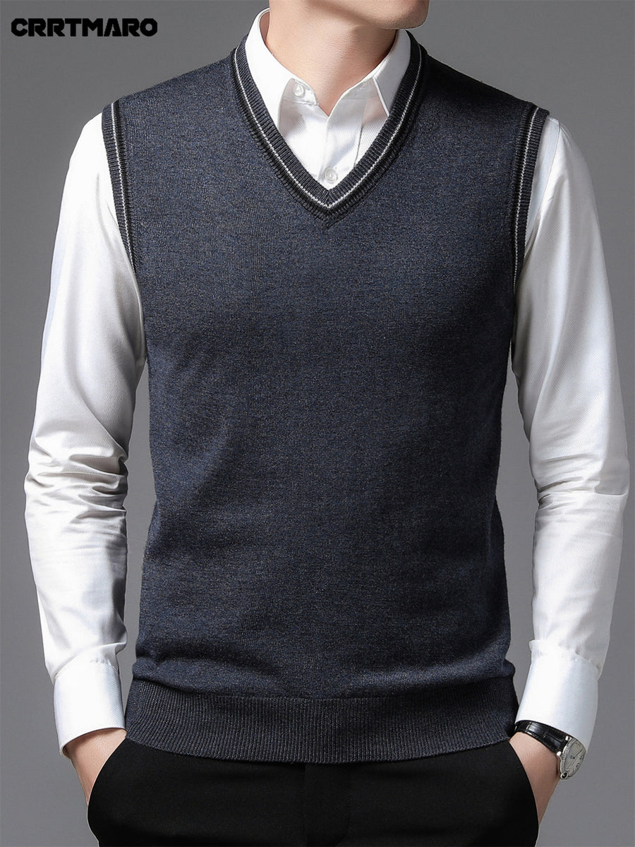 Men'S Solid Color, Business Casual Sweater Vest, Warm Casual Layering Top for Fall And Winter - Dark Gray