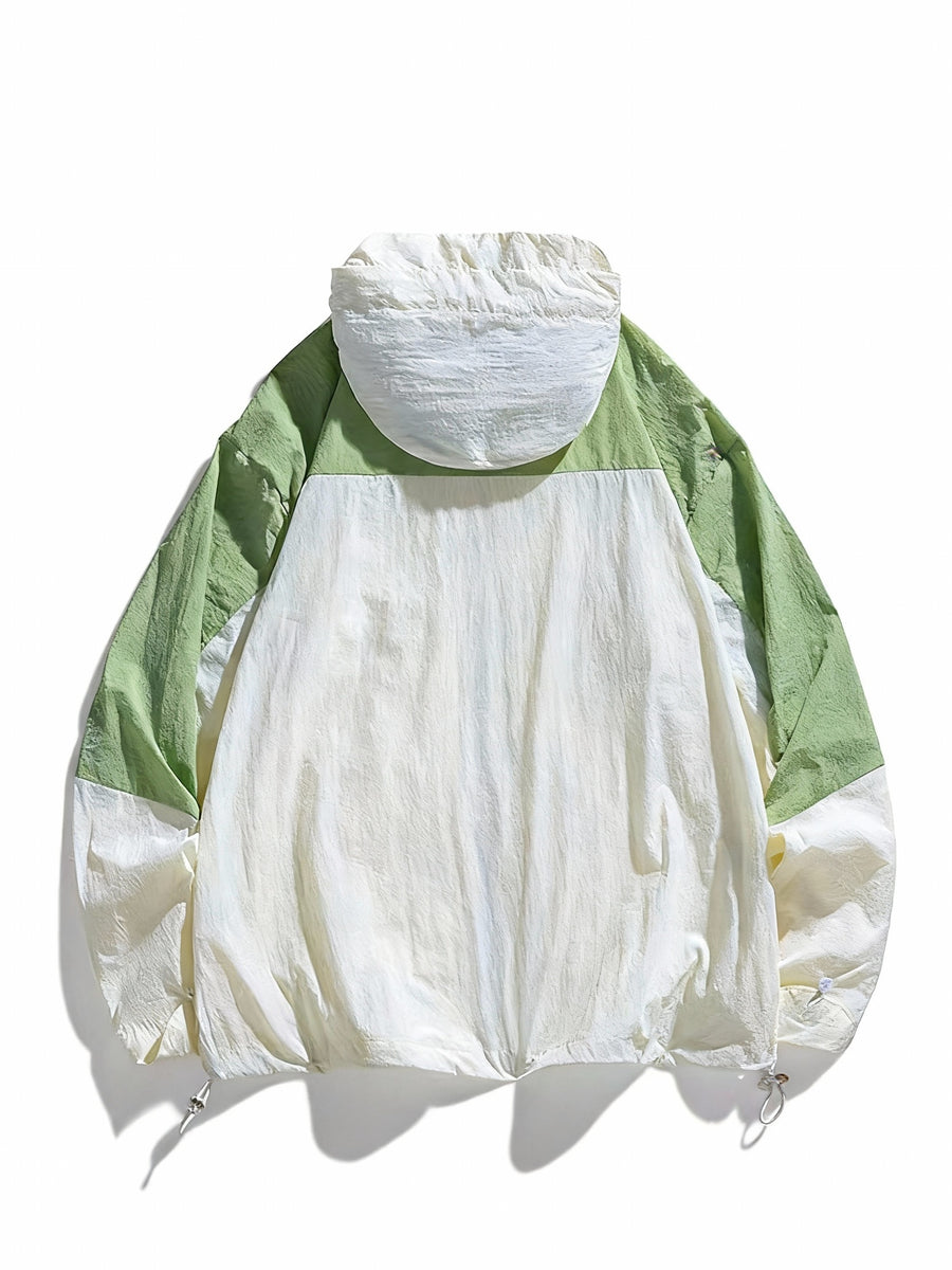 Men'S Hooded Jacket, Summer Lightweight Outdoor Jacket, Breathable Casual Coat, Zippered Pockets, Suitable for Fishing, Running, Hiking And Outdoor Travel, Ideal for Summer Outdoor Activities And Sports - Ivory White
