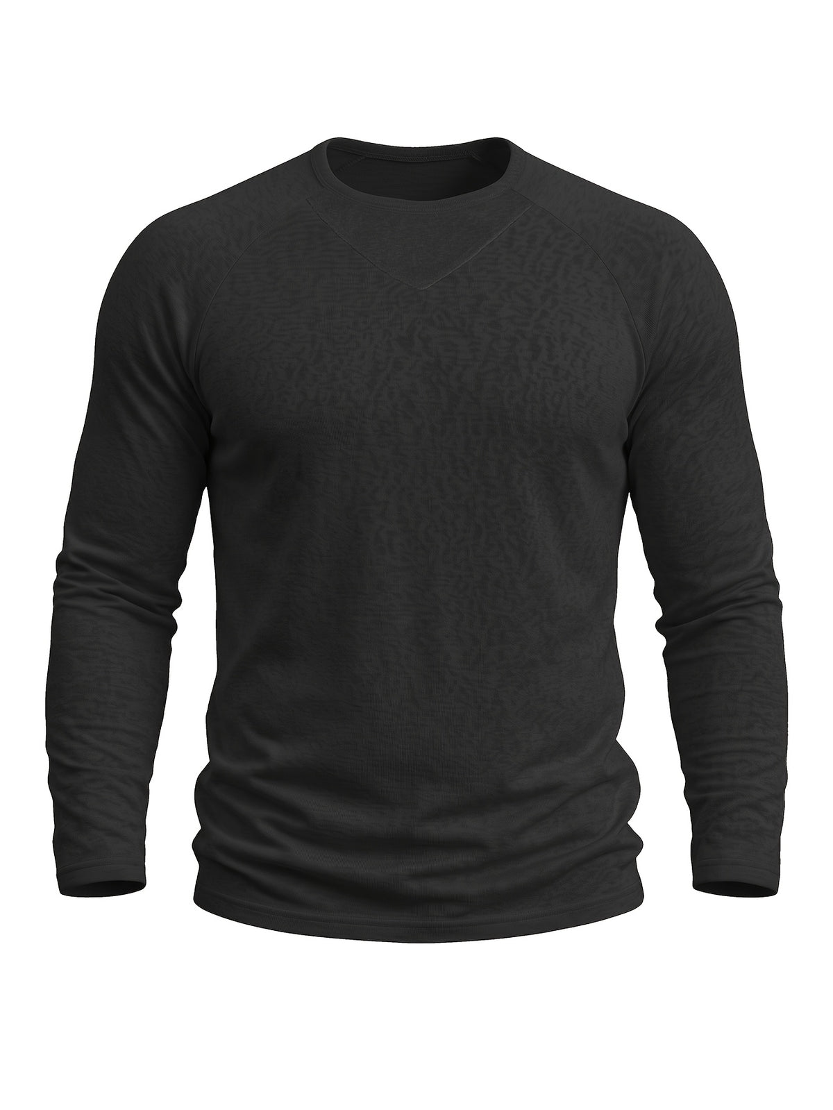 Cross-Border Men's Long-Sleeve Cotton-Linen Crew Neck T-Shirt, European and American Men's Autumn/Winter Pullover Base Layer Top - Black