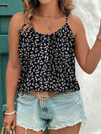 Women's Casual Fashion Tank Top - Black+White