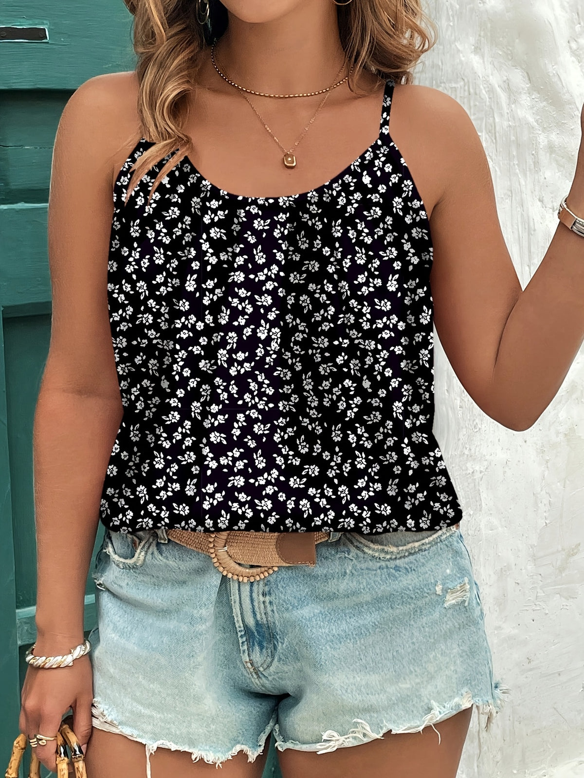 Women's Casual Fashion Tank Top - Black+White