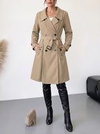 Women's Jacket with Elasticized Waist, Elasticized Cuffs, and Buttons - Khaki