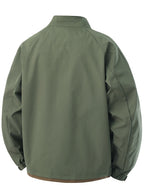 Single Pc Men'S Multi-Color Woven Cargo Jacket, Stand-Up Collar Design, M Logo Badge on Chest, Large Capacity Cargo Pockets, Fleece Lined And Thickened Long Plush Warmth, Adjustable Cuffed Sleeves, Easy Cargo Style, Winter, Fitted Fit - Military Green