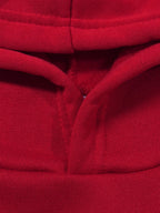 Plus Size 1pc Fashion Women's Autumn/Winter Warm Hooded Sweatshirt with an Elegant and Beautiful Y2K Style Casual Sweatshirt Featuring a Cartoon Smiling Face Print, Winking and Sticking Out Tongue, Playful and Cute. Pattern Print Plus Size -Lined - Red