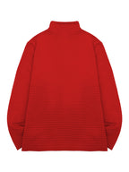HOONIGAN Men's Printed Half-Zip Fashion Waffle Knit Texture Autumn/Winter Simple Casual Versatile Sporty POLO Shirt Sweatshirt, New Autumn/Winter Long-Sleeve Lapel Top, Comfortable and Breathable Fabric, Valentine's Day Gift, Preferred Birthday Gift - Red