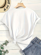 Women'S Elegant Short Sleeve, Cui Di Good Morning Morning Coffee Style Print, Soft Stretch Round Neck Casual Retro Style Top, Warner Bros. Licensed, Suitable for Spring Summer Autumn Daily And Vacation Wear, S-XXL Size - White