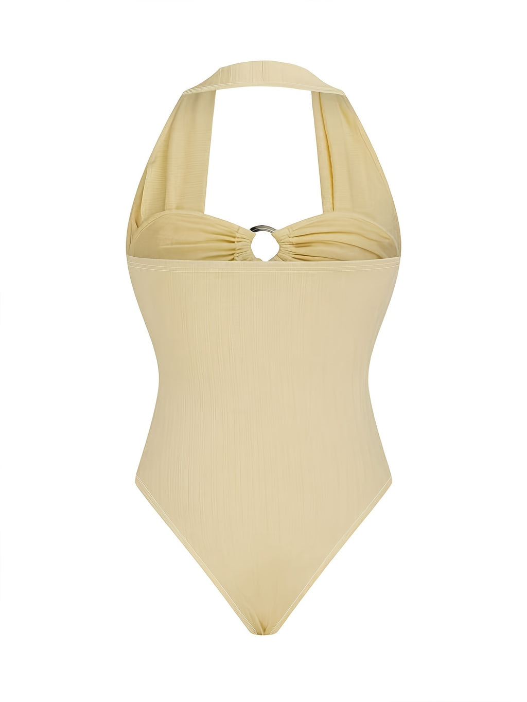 Women'S Y2K French Solid Texture Striped Summer Sweet Spicy Style Bandeau Deep V Neck Cami Jumpsuit, Comfortable for Beach Vacation (Additions Not Included, ZLLZ) - Yellow