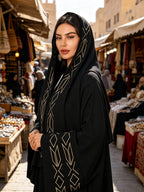1 Set of Cardigan + Abaya, Women's Muslim Open Abaya, Muslim Dress for Women, Dubai Islamic Clothing, Abaya Femme Robe, Open Abaya. Suitable for Women's Daily Wear, Elegant and Fashionable. Robe Abaya - Black