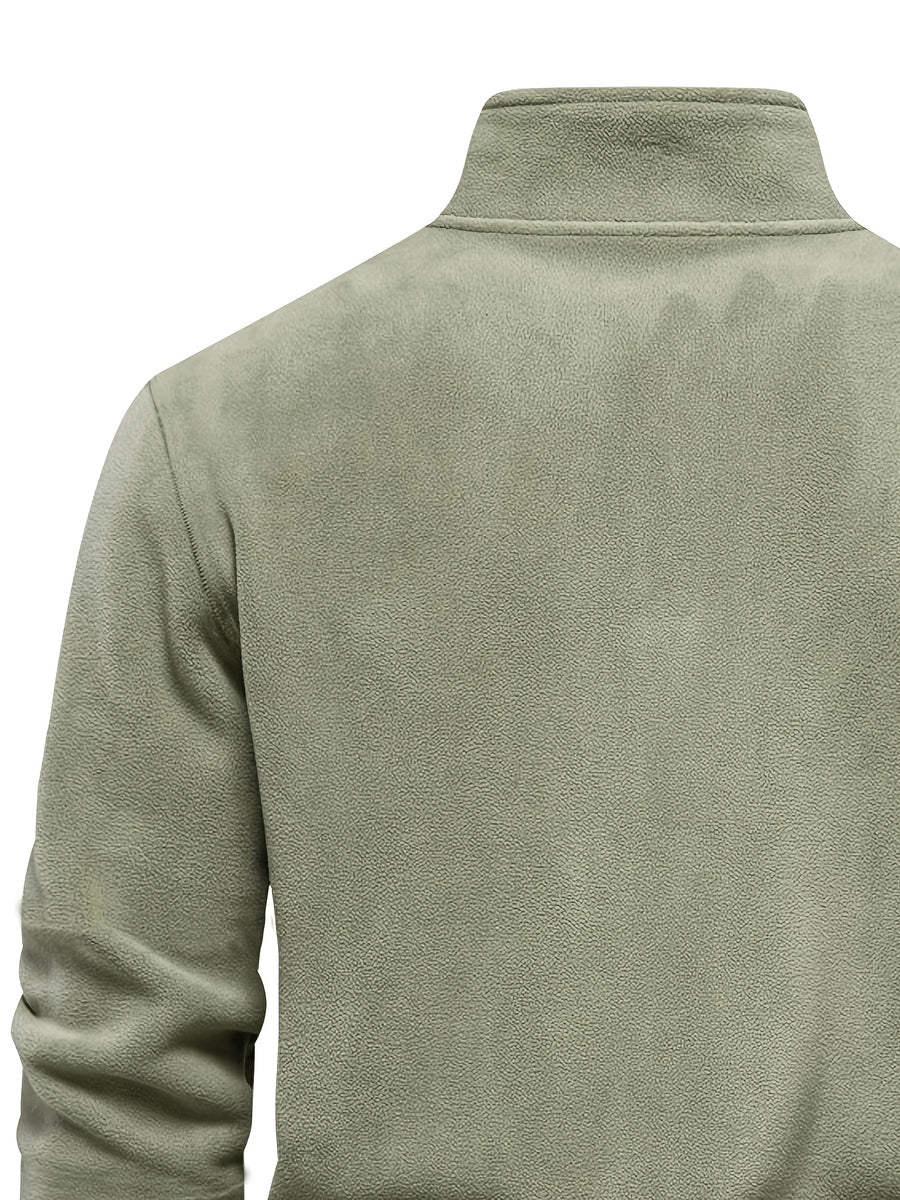 Men'S Fleece Half-Zip Sweatshirt 5pcs Set Autumn Winter Comfortable Warm Casual All-Match Style - Mint Green + Dark Green + Slate Blue + Black + Orange
