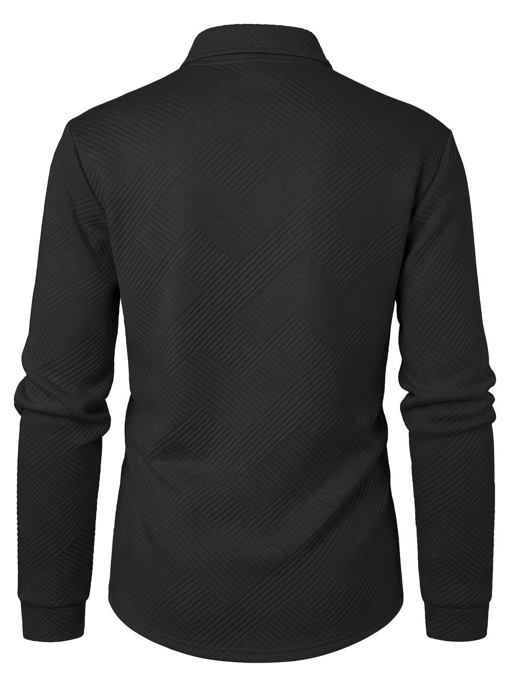 Pring/Autumn New Men's POIO Shirt Fashionable And Atmospheric Casual Knit Jacquard T-Shirt Men's Clothing - Black