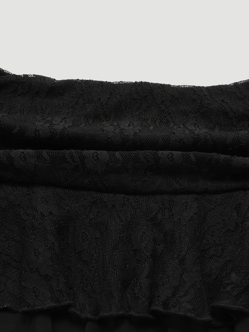 Lace Patchwork Mesh Half Skirt - Black
