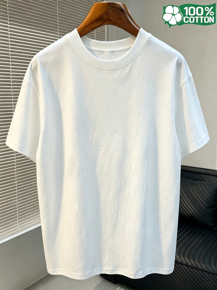 Short Sleeve T-Shirt Top, Crew Neck, Pure Cotton, Crew Neck, Popular Summer Travel Time, Suitcase, Globe, Luggage Tag Illustration Design, Versatile Style, Holiday, Breathable Pattern Print, New Summer Fabric, Comfortable for Daily Outings - White