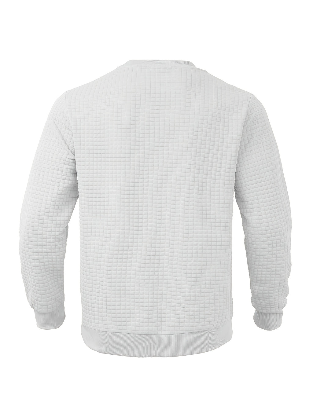 Men'S Waffle Knit Sweatshirt, Crew Neck Long Sleeve Pullover, Textured Grid Fabric, Casual Outdoor Hiking Ski Travel Camping Workout Training Streetwear Fashion Daily Wear Relaxed Fit Winter Autumn Clothing, Navy Blue - White