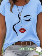 Women'S Blended T-Shirt – Classic Fit, Soft And Breathable, Casual Wear, Timeless Round Neck Design, Versatile for Various Outfits, Stretchy And Comfortable, Machine Washable - Blue