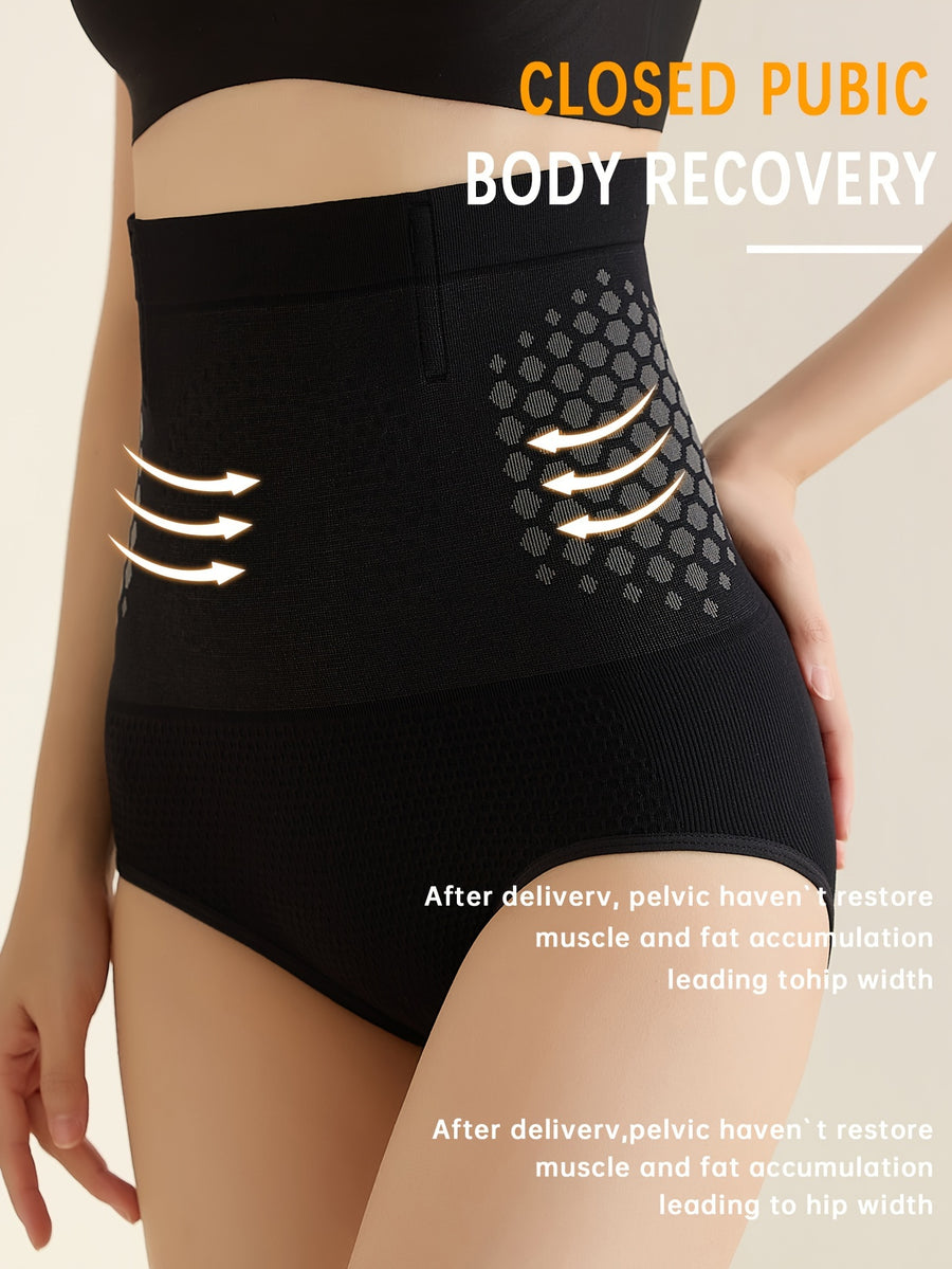 Women'S High-Waist Tummy Control Shaping Shorts, -Enhancing Geometric Pattern Compression Shorts, High Support Posture Correction And Weight Loss Effect, Breathable Premium Fabric Suitable for And Daily Wear, Underwear, Semi-Transparent Material - Black