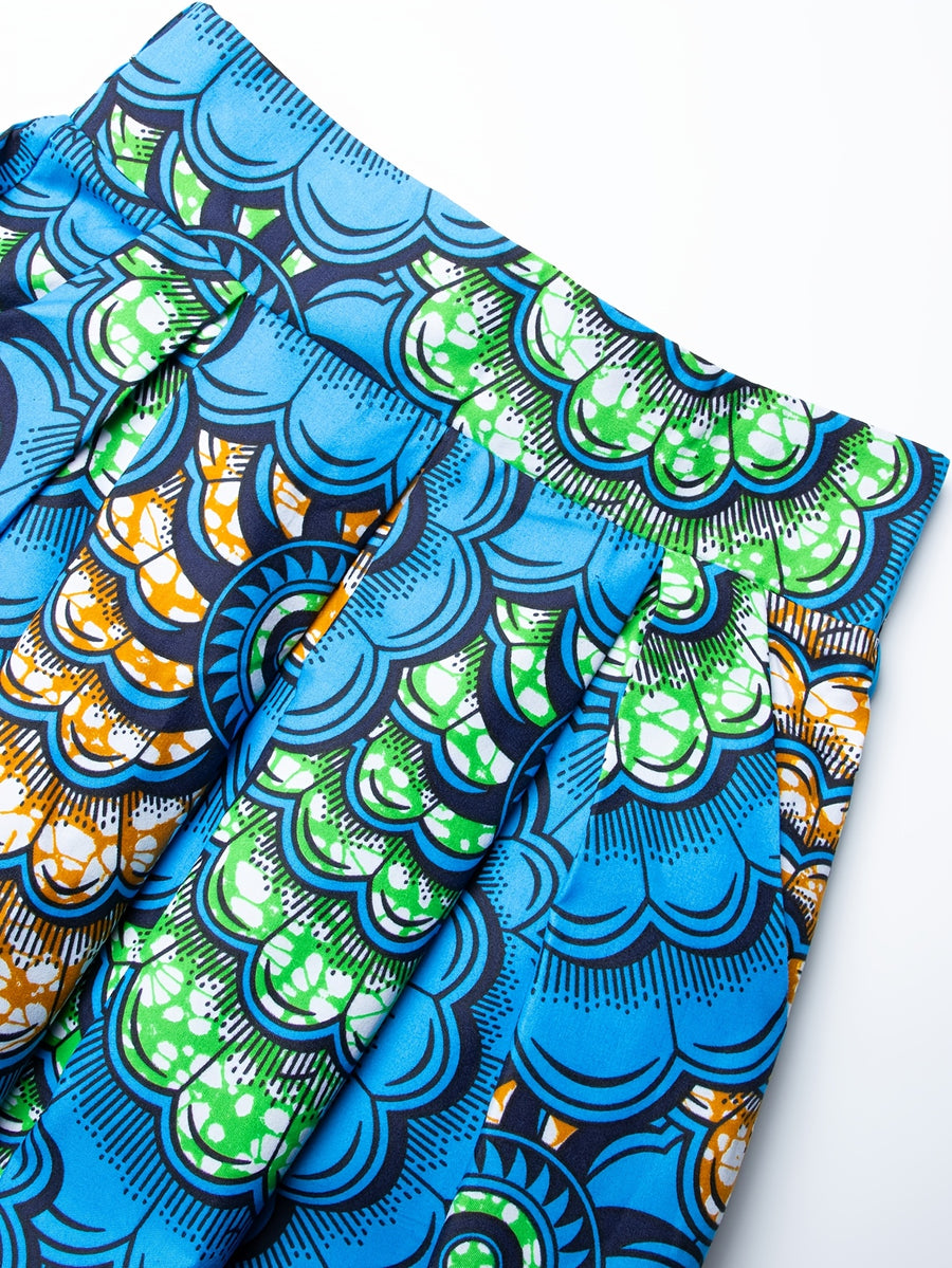 African Print Skirts Kente Wax Skirt Ankara Style Clothing - Deep Sky Blue