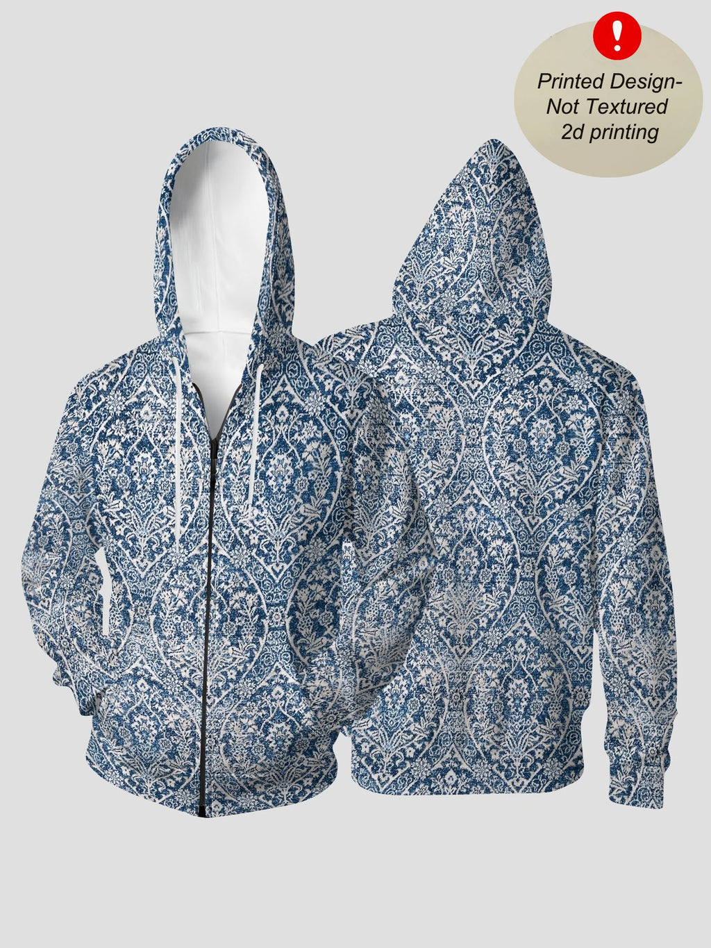 Autumn Winter Men'S Casual Hoodie Retro Blue White Checkered Hooded Zipper Jacket Easy Versatile - Mixed colors